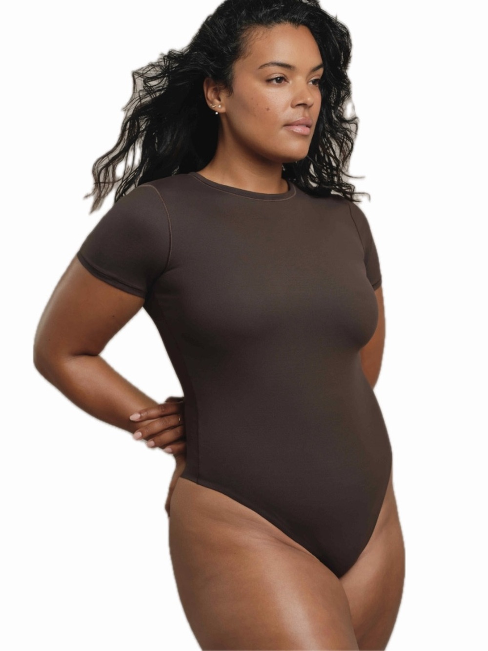 ATHLETA WOMEN M BODYMOVE SHORT SLEEVE CREW BODYSUIT TRUFFLE BROWN NWT SOLD OUT